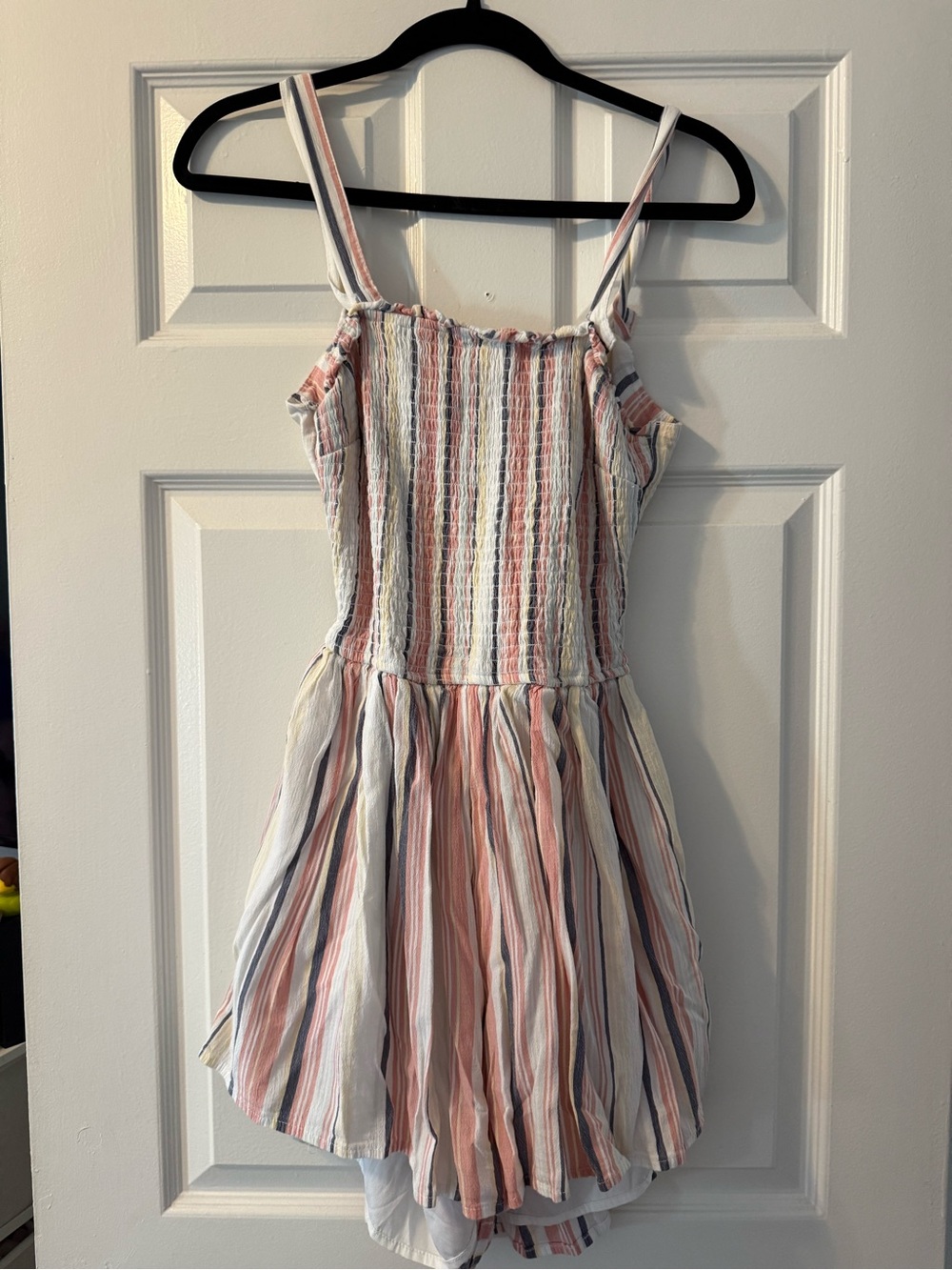 Striped Smocked Romper - Pink & White